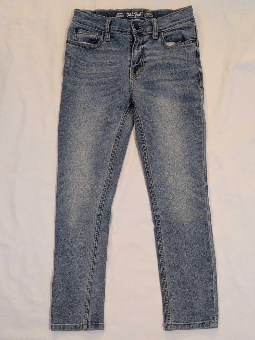 Cat & Jack Girls Size 10 Skinny Jeans Adjustable Waist Stretch Denim Blue